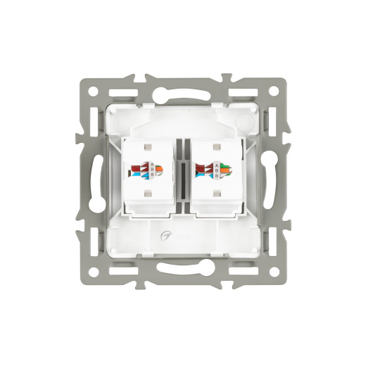 Механизм компьютерной розетки двойной SCT-MPC2-PL-WH (RJ-45, CAT6) (Arlight, -)