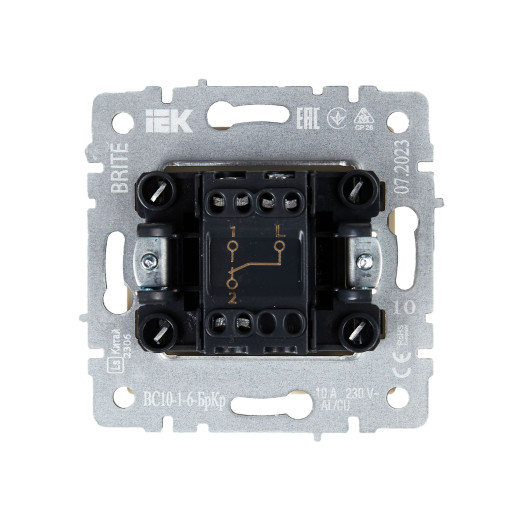 BRITE Выключ. 1-кл. прох. 10А ВС10-1-6-БрКр беж. IEK