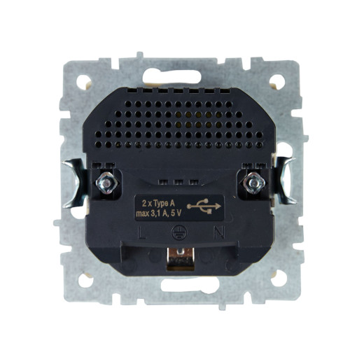 BRITE Роз. с з/к/ш 16А с USB A+A 3,1А РЮш10-2-БрКр беж. IEK