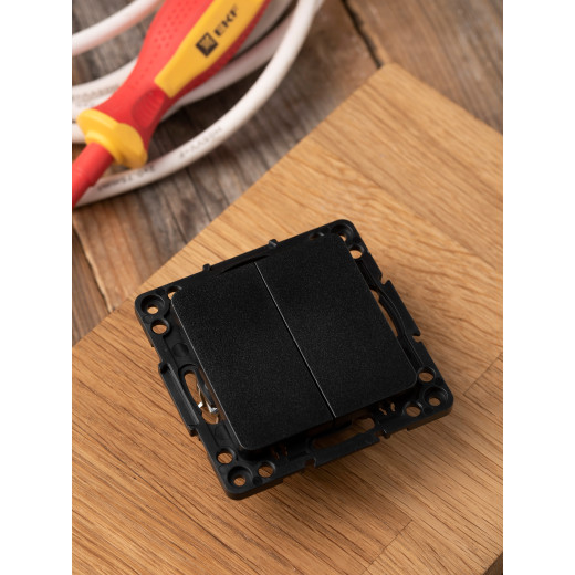 Стокгольм Механизм Выключателя 2-кл. 10А автоматические клеммы черный EKF PROxima