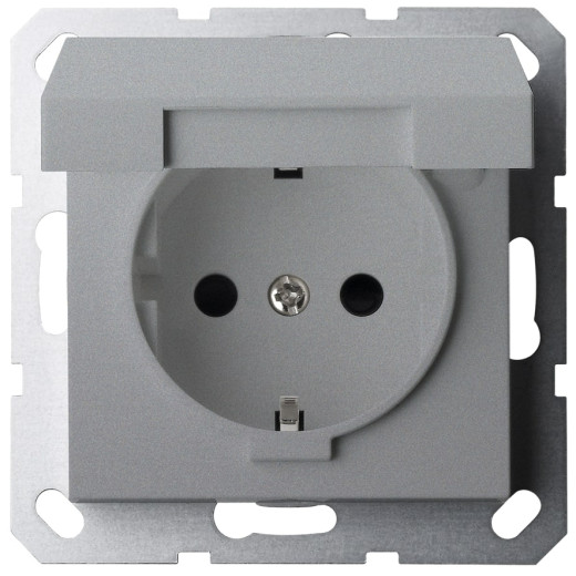 G Алюминий Розетка с/з со шторками с крышкой 16A 250V~