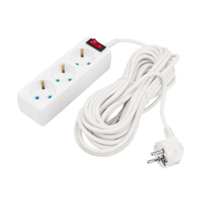 PROconnect Удлинитель 3 гнезда, 10 м, 3х0.75 мм², с/з, с кнопкой, белый