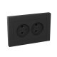Механизм розетки двойной, 16А, без заземления, без шторок, с рамкой, чёрный Эпика EKF