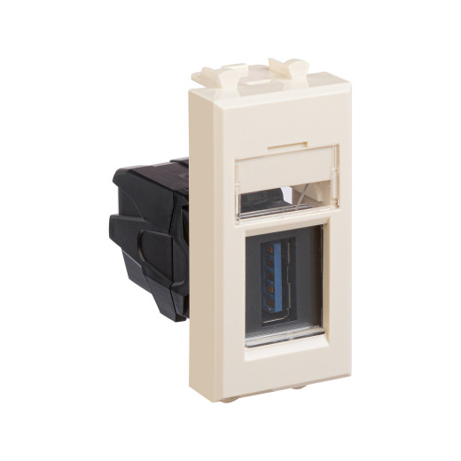 USB 3.0 розетка модульная, тип А-А, Avanti, ванильная дымка, 1 модуль
