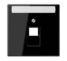 JUNG LS 990 Черная Накладка 1-ой наклонной ТЛФ/комп розетки с полем для надписи