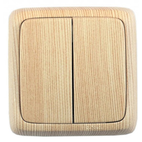 Hegel Альфа наруж Сосна ВА10-153-02 Выключатель 2-клавишный с изол. пластиной