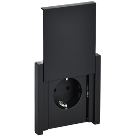 IEK FORTE&PIANO Черный Розетка с/з со шт с крышкой безвинтовое крепление 16А IP44 FP119