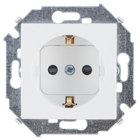 Simon 15 Белая Розетка с/з, со шторками, 16А, 250В, винтовой зажим