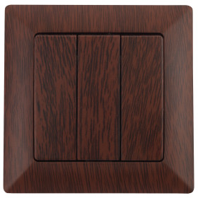 Intro 4-106-10 Выключатель тройной, 10А-250В, СУ, Solo, венге (10/200/2400)