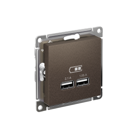 Systeme Electric AtlasDesign Мокко USB, 5В, 1 порт x 2,1 А, 2 порта х 1,05 А, механизм