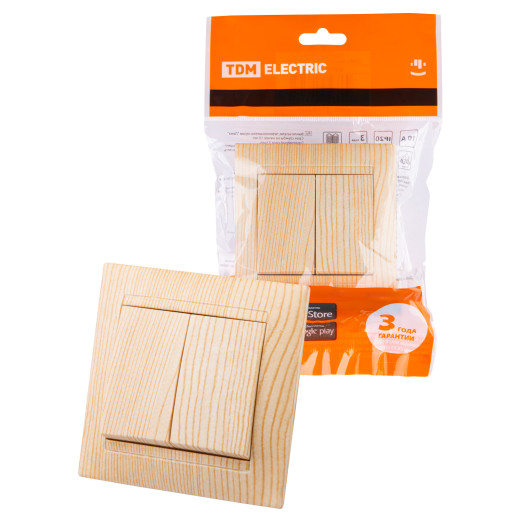 Выключатель 2-х кл. 10А сосна 