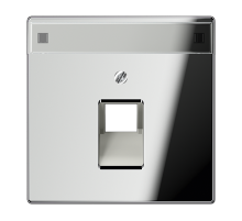 JUNG LS 990 Блестящий хром Накладка 1-ой наклонной ТЛФ/комп розетки с полем для надписи