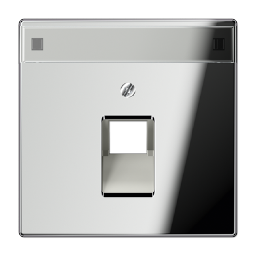 Крышка для ординарной телефонной и компютерной розетки UAE с полем для надписи, полированный хром