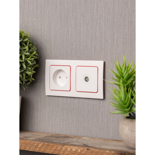 Стокгольм Рамка 2-местная белая с линией цвета красный EKF PROxima