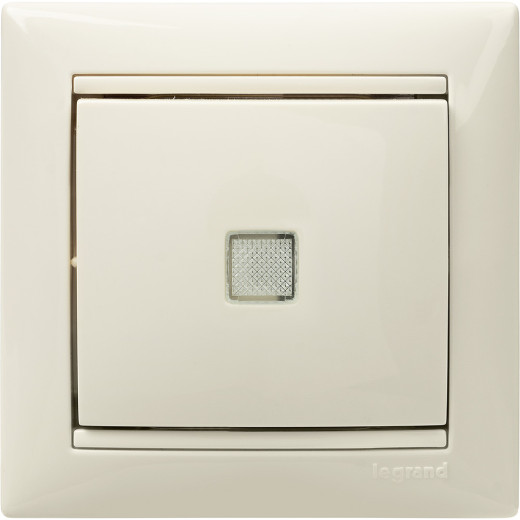 Выключатель одноклавишный с подсветкой - Legrand Valena - 10А 250В схема 1L безвинтовые зажимы - слоновая кость