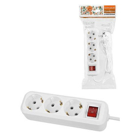 TDM Удлинитель 3 гнезда, 3 метра, с/з, выкл., 16 А, 3680 Вт, белый, НАРОДНЫЙ У1-33058