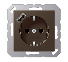JUNG SCHUKO Мокка Розетка с USB-зарядным устройством, тип А; термопласт