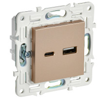 IEK SKANDY Песочный Розетка USB A+C 18Вт SK-R13Sa