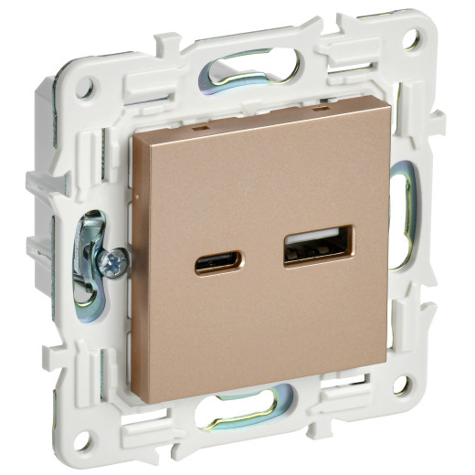 SKANDY Роз. USB A+C 18Вт SK-R13Sa песоч. IEK