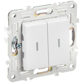 IEK SKANDY Арктический белый Выключатель 2-клавишный проходной с индикацией 10А SK-V10W