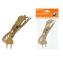 TDM Шнур с выключателем и плоской вилкой ШУ01В ШВВП 2х0,75мм2 2м. бронза