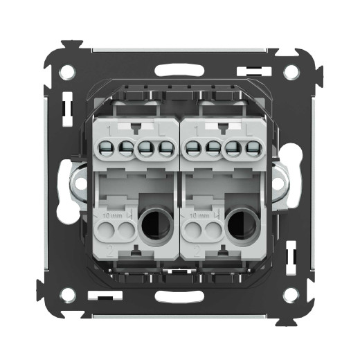 Кнопка двухклавишная в стену, Avanti, черный матовый