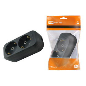 TDM Колодка розеточная 2 гнезда 2П+З 16А 250В черная
