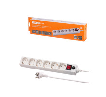 TDM Сетевой фильтр СФ-06В выключатель, 6 гнезд, 1,5 метра, с/з, ПВС 3х0,75мм2 10А/250В белый