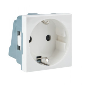 EKF PROxima Розетка 45х45 (2 модуля), с заземлением. белая, прямая.