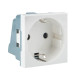 Розетка 45x45 с заземлением, с защ. шторками, 90 градусов, белая EKF