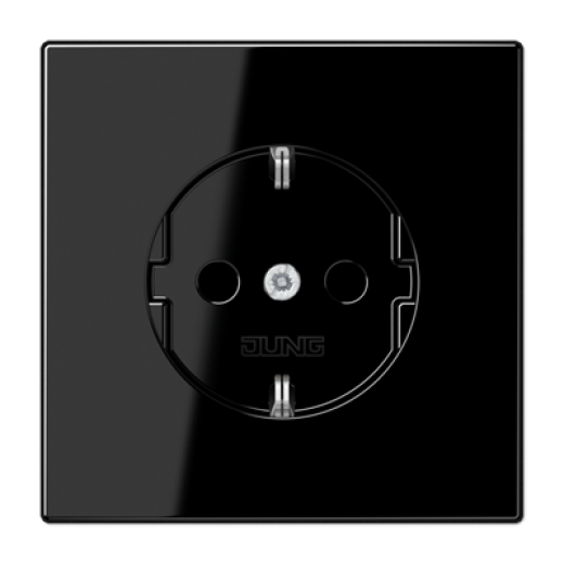 Штепсельная розетка SCHUKO 16А / 250В, пружинные зажимы, дюропласт, черный, LS990