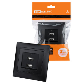 TDM Розетка 2USB порт 2,1А 5В графит 