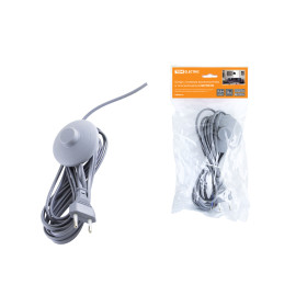 TDM Шнур с ножным выключателем и плоской вилкой ШУН01В ШВВП 2х0,75мм2 3,5м. серебр. металлик