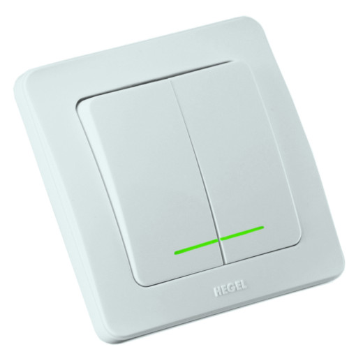 ВС10-352 Выключатель скрытой установки, двухклавишный, с индикацией, цвет белый