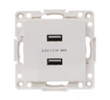 EKF PROxima Стокгольм Белый Розетка USB 2-ая, 2,1А.