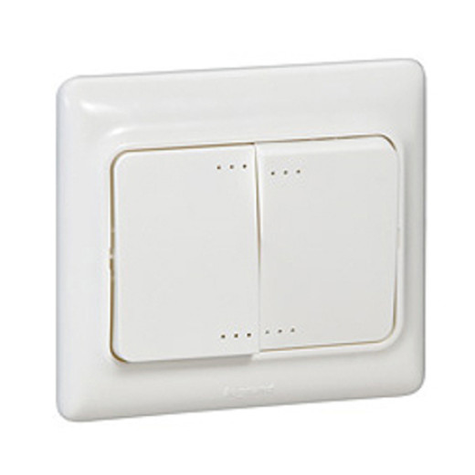 Выключатель двухклавишный с подсветкой - Kaptika - 10 A - 250 В~ - белый