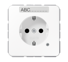 JUNG SCHUKO-розетка с полем для надписи и индикатором, белая