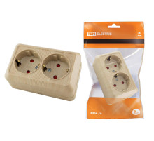 TDM Розетка двойная 2П+З открытой установки с з/ш IP20 16А, сосна 