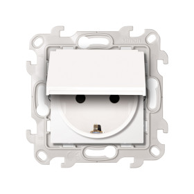Simon 24 Белая Розетка 2К+3 Sсhuko IP44 c крышкой и защитными шторками