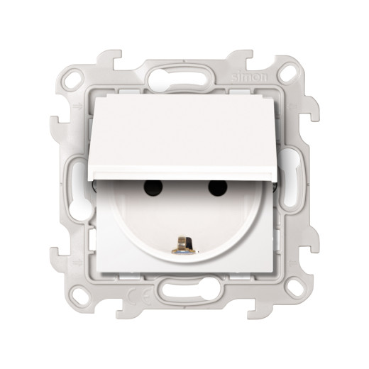 Розетка 2К+3 Sсhuko IP44 c крышкой и защитными шторками, белый