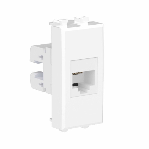 Телефонная розетка RJ-12 без шторки модульная, Avanti, белое облако, 1 модуль