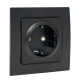 Стокгольм Механизм Розетки 1-местной с/з 16А винтовые клеммы черный с защ. штор. EKF PROxima