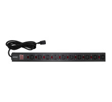 DKC Блок распределения питания (PDU) 0U 10A с индикацией и защитой, Вых:10 С13, Вх:С14