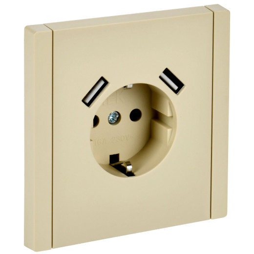 FORTE&PIANO Роз. з/к/ш в/к 16А USB A+A 3,1А FP445 ван. IEK