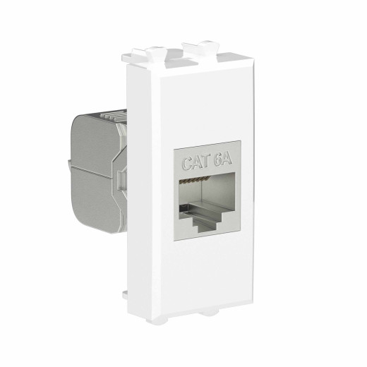 Компьютерная розетка RJ-45 без шторки модульная, кат.6А экранированная, Avanti, белое облако, 1 модуль