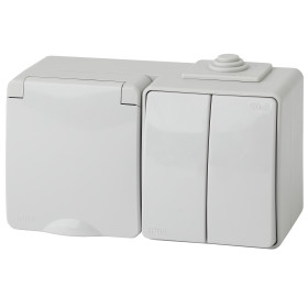 ЭРА Блок розетка с выключателем Эксперт 11-7602-03 IP65 16A-10AX-250В ОУ серый