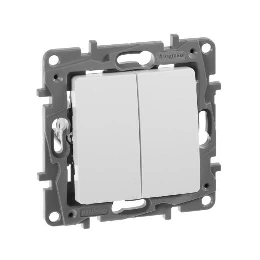 Переключатель двухклавишный - Legrand Etika - 10A 250В безвинтовые зажимы - белый