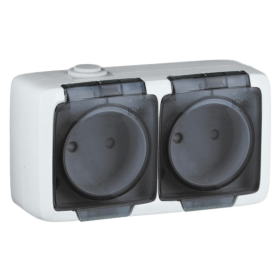 Hegel Альфа IP44 наруж Белая РА16-242 Розетка двойная со шторками, брызгозащищенная