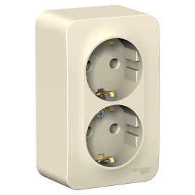 Systeme Electric Blanca наруж Молочная Розетка 2-ая с/з без шторок 16А, 250В, изолир. пластина