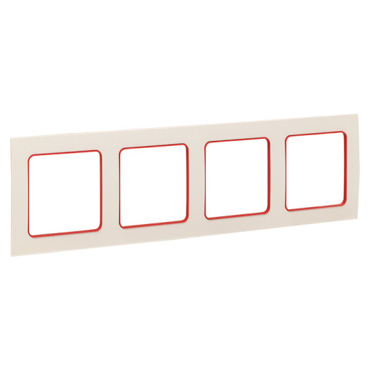 Стокгольм Рамка 4-местная белая с линией цвета красный EKF PROxima